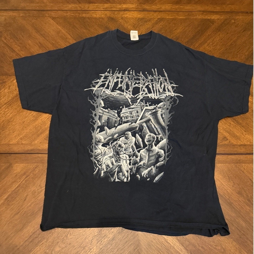 Enfuneration Death Metal Band Graphic T-Shirt Black Gildan Heavy Cotton Mens 2XL